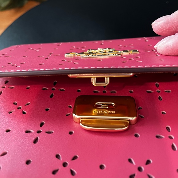 Coach Leather Laser Cut Mini Brynn Crossbody Bag in Rouge - Picture 4 of 12